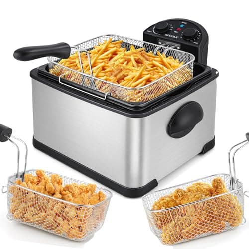 Secura Secura Stainless-Steel Triple-Basket Deep Fryer, 4 L (L-DF401B-T)